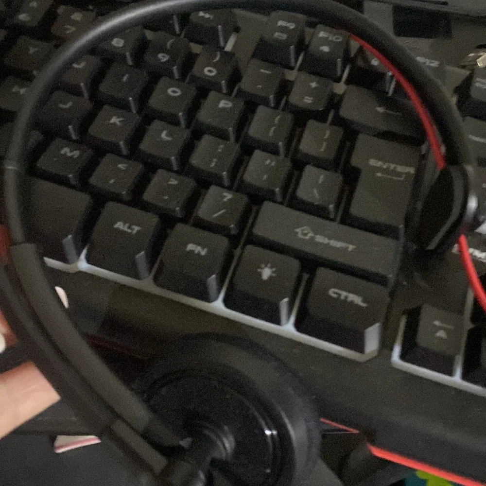 Keyboard and headphones